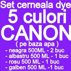 Pachet 5 culori Cerneala CANON DYE CISS PGI5 CLI8 PGI520 CLI-521 PGI525 CLI-526