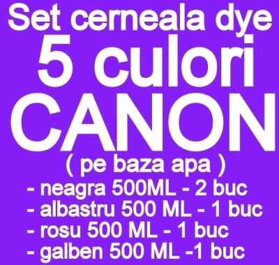 Pachet 5 culori Cerneala CANON DYE CISS PGI5 CLI8 PGI520 CLI-521 PGI525 CLI-526 foto