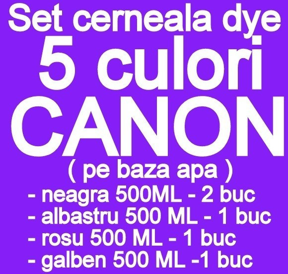 Pachet 5 culori Cerneala CANON DYE CISS PGI5 CLI8 PGI520 CLI-521 PGI525 CLI-526