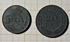 ROMANIA 1942 - Lot 2 Monede - 5 LEI &amp; 20 LEI (384)