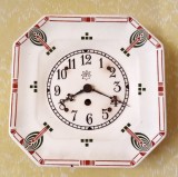 Ceas art nouveau de perete Junghans german de bucătărie din ceramică anii 1900