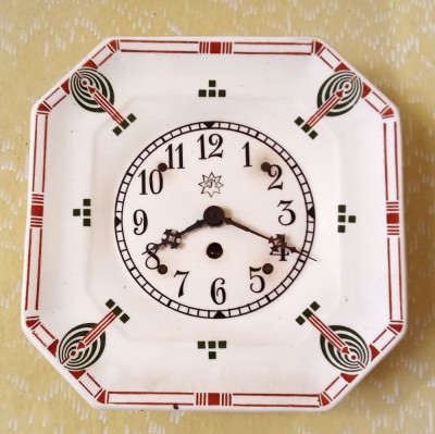 Ceas art nouveau de perete Junghans german de bucătărie din ceramică anii 1900 foto