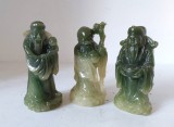 Set 3 figurine Feng Shui Fu Lu Shou Zeii Norocului Longevitatii stil jad verde12cm