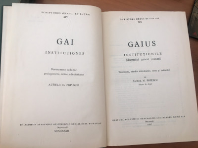 GAIUS INSTITUTIUNILE. DEFECT DE TIPARIRE:16 PAG.DIN INTRODUCERE-ALBE/TEXT INTREG foto