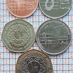 Set 5 monede Iordania 1, 5, 10 piastres 1/4, 1/2 Dinars 2008 - 2012 UNC - A028