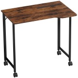 HOMCOM Birou Pliant 80 x 52 cm, Birou pentru calculator pe roți cu șliț pentru dispozitiv, montaj ușor, maro | Aosom Romania