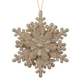 Ornament Brad de Craciun 3D Fulg de Zapada cu Glitter Bej Sampanie, CMCLASS