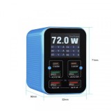Incarcator Statie Relife Q4, 72W, 5A, 2 x USB-C - 4 x USB-A, Albastru, Universal