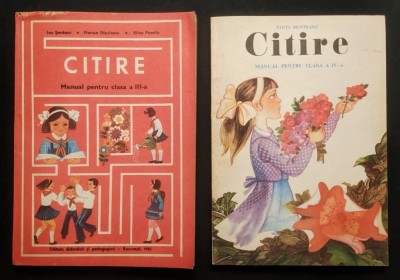 Manual scolar CARTE de CITIRE 1981 clasa III Serdean 184 pag + Carte de CITIRE 1982 clasa IV Munteanu 144 pag Istorie Literatura Propaganda comunista foto