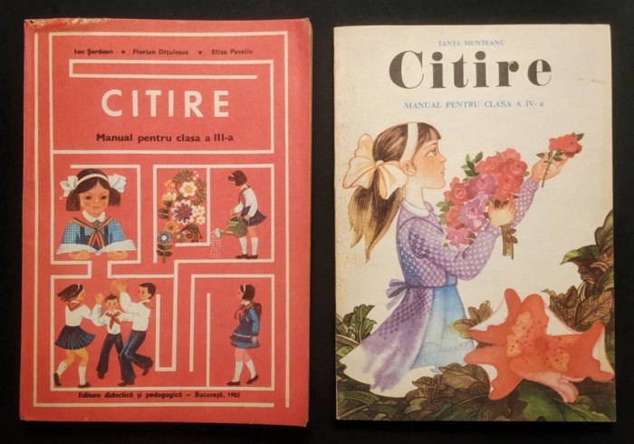 Manual scolar CARTE de CITIRE 1981 clasa III Serdean 184 pag + Carte de CITIRE 1982 clasa IV Munteanu 144 pag Istorie Literatura Propaganda comunista