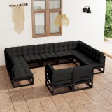 vidaXL Set mobilier grădină cu perne, 11 piese, lemn masiv de pin 3077268