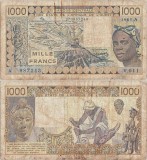 1985, 1.000 francs (P-107 Af) - Coasta de Fildeș (Statele Africane de Vest)!