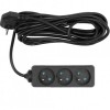 Prelungitor cu impamantare, 3 locasuri, lungime 5 m, Negru, 1 mmp, 10A, Oem