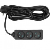 Prelungitor cu impamantare, 3 locasuri, lungime 5 m, Negru, 1 mmp, 10A, Oem