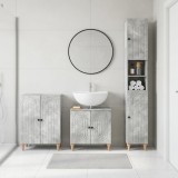 Cumpara ieftin Set de cabinet pentru baie cu 3 piese ALKMAAR Gri Beton