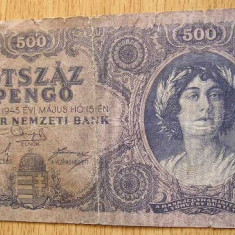M1 - Bancnota foarte veche - Ungaria - 500 pengo - 1945