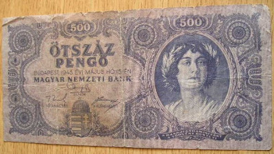 M1 - Bancnota foarte veche - Ungaria - 500 pengo - 1945 foto