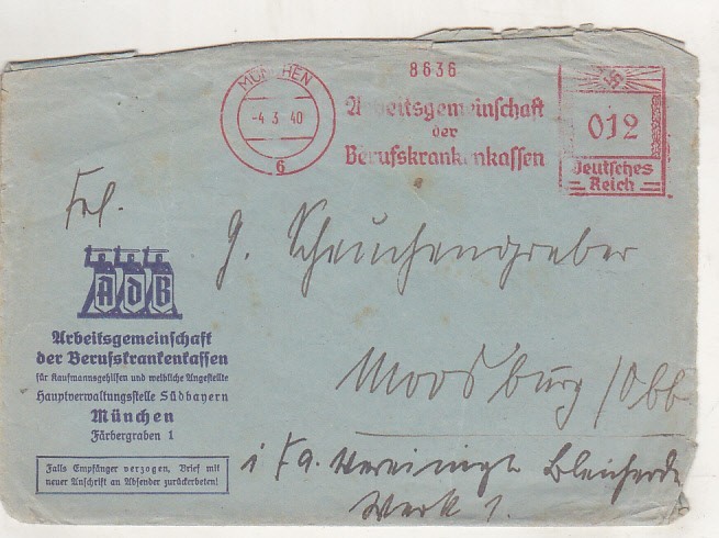 bnk fil Germania - plic circulat 1940 - francatura mecanica