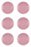 Set farfurii 6 piese pentru fructe, din plastic, culoare roz pudrat, diametru 20 cm