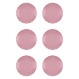 Set farfurii 6 piese pentru fructe, din plastic, culoare roz pudrat, diametru 20 cm