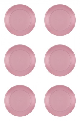 Set farfurii 6 piese pentru fructe, din plastic, culoare roz pudrat, diametru 20 cm foto
