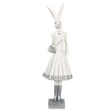 Cumpara ieftin Figurina Iepuras Paste Girl polirasina alba argintie 10x9x32 cm
