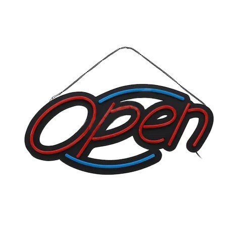Reclama luminoasa multicolora LED neon, cu mesaj prestabilit Open