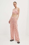 Roxy pantaloni PRECIOUS femei, culoarea portocaliu, drept, high waist, ERJNP03562
