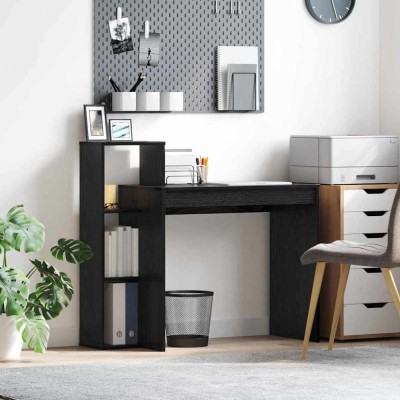 vidaXL Birou cu raft Stejar negru 100 x 40 x 90 cm Lemn compozit 869315 foto