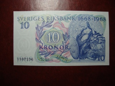 SUEDIA 10 KRONOR 1968 AUNC+ foto