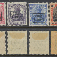 1917 Germania Ocupatia ROMANIA MViR serie 4 timbre sursarj Armata a 9-a neuzate