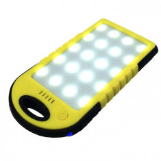 Baterie Externa cu Incarcare Solara, 6000 mAh, 2x USB, Lanterna 20 LED-uri foto