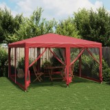 VidaXL Cort de petrecere cu 8 pereți din plasă, roșu, 4x4 m, HDPE