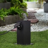 Stalp cu doua prize incorporate, pentru exterior, Ontario, 2x500W, otel inoxidabil si PC, IP44, negru