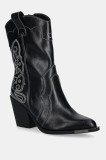 Buffalo cizme West Boot Mid culoarea negru, cu toc drept, 1221044-BLK