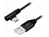 Cablu USB A mufa, USB B micro mufa (in unghi), USB 2.0, lungime 0.3m, negru, LOGILINK - CU0141