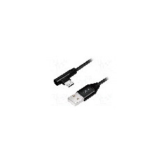 Cablu USB A mufa, USB B micro mufa (in unghi), USB 2.0, lungime 1m, negru, LOGILINK - CU0142