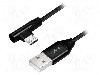 Cablu USB A mufa, USB B micro mufa (in unghi), USB 2.0, lungime 0.3m, negru, LOGILINK - CU0141 foto