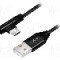 Cablu USB A mufa, USB B micro mufa (in unghi), USB 2.0, lungime 0.3m, negru, LOGILINK - CU0141