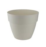 Ghiveci din plastic Gardena Lux, cu suport scurgere, interior / exterior, rotund, vanilie, 40 x 34 cm