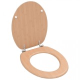 Cumpara ieftin VidaXL Capac WC cu &icirc;nchidere standard, MDF, design bambus