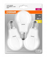 Set 3 becuri led osram e27 9w 806 lumeni lumina foto