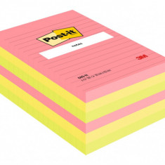Notes adeziv Post-it Neon liniat,100 file