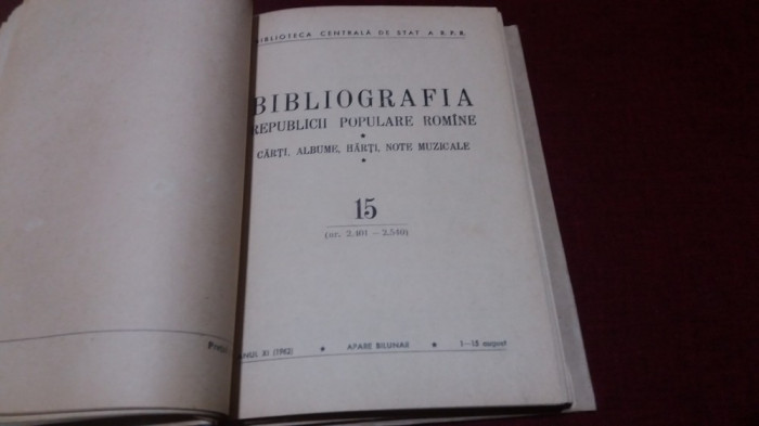 REVISTA BIBLIOGRAFIA REPUBLICII POPULARE ROMANE NR 14-24 1961