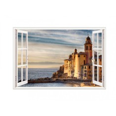 Sticker decorativ, Fereastra 3D, Camogli liguria, 85 cm, 671STK