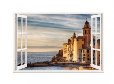 Sticker decorativ, Fereastra 3D, Camogli liguria, 85 cm, 671STK foto