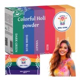 Set pudra colorata Holi 6x100 g, 6 culori intense Holi Cow