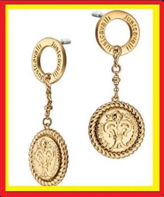 Cercei superbi monede/bani,simbol regal crin,logo marca Just Cavalli foto