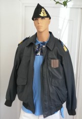 Geaca piele pilot militar MIG 21 Lancer, cu grade de Capitan Comandor foto