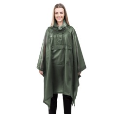 Poncho de ploaie Navaris unisex, 100x154 cm, impermeabil, verde, EVA, 52203.01.07